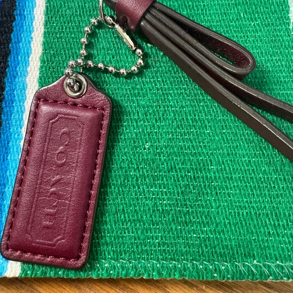 Vintage Coach Burgundy Leather Tassel hangtag Charm